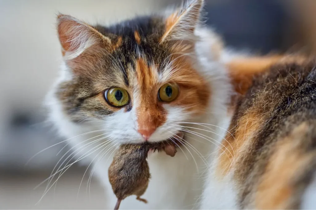 chat dépose une souris ou un oiseau en guise de cadeau